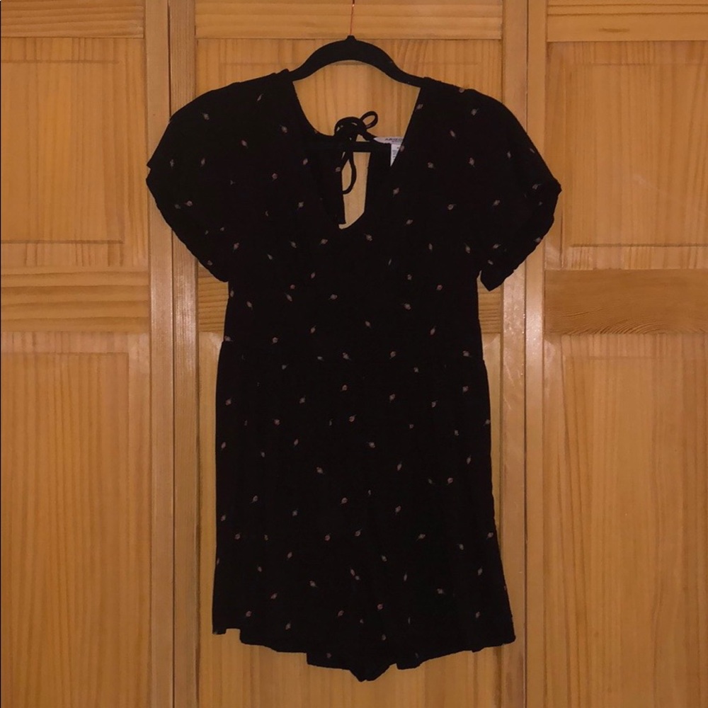 black flower romper